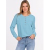 image:imageANRABESS Womens Long Sleeve Waffle Knit Shirts Dressy Casual Loose Button Up V Neck Henley Tops 2026 Fall Basic Tee BlouseSky Blue