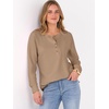 image:imageANRABESS Womens Long Sleeve Waffle Knit Shirts Dressy Casual Loose Button Up V Neck Henley Tops 2026 Fall Basic Tee BlouseTan