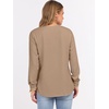 image:imageANRABESS Womens Long Sleeve Waffle Knit Shirts Dressy Casual Loose Button Up V Neck Henley Tops 2026 Fall Basic Tee BlouseTan