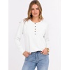 image:imageANRABESS Womens Long Sleeve Waffle Knit Shirts Dressy Casual Loose Button Up V Neck Henley Tops 2026 Fall Basic Tee BlouseWhite