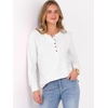 image:imageANRABESS Womens Long Sleeve Waffle Knit Shirts Dressy Casual Loose Button Up V Neck Henley Tops 2026 Fall Basic Tee BlouseWhite