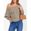 image:imageANRABESS Womens Off Shoulder Sweaters 2026 Fall Long Batwing Sleeve Loose Fit Knit Tops Casual Pullovers JumpersBright Tan