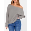 image:imageANRABESS Womens Off Shoulder Sweaters 2026 Fall Long Batwing Sleeve Loose Fit Knit Tops Casual Pullovers JumpersGray Apricot