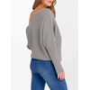image:imageANRABESS Womens Off Shoulder Sweaters 2026 Fall Long Batwing Sleeve Loose Fit Knit Tops Casual Pullovers JumpersGray Apricot