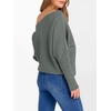 image:imageANRABESS Womens Off Shoulder Sweaters 2026 Fall Long Batwing Sleeve Loose Fit Knit Tops Casual Pullovers JumpersGrey Green