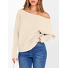 image:imageANRABESS Womens Off Shoulder Sweaters 2026 Fall Long Batwing Sleeve Loose Fit Knit Tops Casual Pullovers JumpersParchment