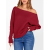 image:imageANRABESS Womens Off Shoulder Sweaters 2026 Fall Long Batwing Sleeve Loose Fit Knit Tops Casual Pullovers JumpersRed