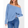 image:imageANRABESS Womens Off Shoulder Sweaters 2026 Fall Long Batwing Sleeve Loose Fit Knit Tops Casual Pullovers JumpersSky