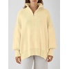 image:imageANRABESS Womens Oversized Fashion Long Sleeve Quarter Zip Baggy Loose Slouchy Sweater Pullover Tops 2026 Fall OutfitsApricot