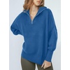 image:imageANRABESS Womens Oversized Fashion Long Sleeve Quarter Zip Baggy Loose Slouchy Sweater Pullover Tops 2026 Fall OutfitsBlue