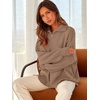image:imageANRABESS Womens Oversized Fashion Long Sleeve Quarter Zip Baggy Loose Slouchy Sweater Pullover Tops 2026 Fall OutfitsBrown