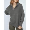 image:imageANRABESS Womens Oversized Fashion Long Sleeve Quarter Zip Baggy Loose Slouchy Sweater Pullover Tops 2026 Fall OutfitsDark Gray