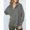 image:imageANRABESS Womens Oversized Fashion Long Sleeve Quarter Zip Baggy Loose Slouchy Sweater Pullover Tops 2026 Fall OutfitsDeep Gray