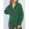 image:imageANRABESS Womens Oversized Fashion Long Sleeve Quarter Zip Baggy Loose Slouchy Sweater Pullover Tops 2026 Fall OutfitsDeep Gray Geen