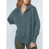image:imageANRABESS Womens Oversized Fashion Long Sleeve Quarter Zip Baggy Loose Slouchy Sweater Pullover Tops 2026 Fall OutfitsDusty Blue