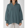 image:imageANRABESS Womens Oversized Fashion Long Sleeve Quarter Zip Baggy Loose Slouchy Sweater Pullover Tops 2026 Fall OutfitsDusty Blue