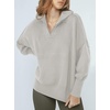 image:imageANRABESS Womens Oversized Fashion Long Sleeve Quarter Zip Baggy Loose Slouchy Sweater Pullover Tops 2026 Fall OutfitsGray