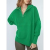 image:imageANRABESS Womens Oversized Fashion Long Sleeve Quarter Zip Baggy Loose Slouchy Sweater Pullover Tops 2026 Fall OutfitsGreen