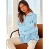 image:imageANRABESS Womens Oversized Fashion Long Sleeve Quarter Zip Baggy Loose Slouchy Sweater Pullover Tops 2026 Fall OutfitsLight Blue