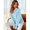 image:imageANRABESS Womens Oversized Fashion Long Sleeve Quarter Zip Baggy Loose Slouchy Sweater Pullover Tops 2026 Fall OutfitsLight Blue