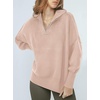 image:imageANRABESS Womens Oversized Fashion Long Sleeve Quarter Zip Baggy Loose Slouchy Sweater Pullover Tops 2026 Fall OutfitsPink