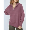 image:imageANRABESS Womens Oversized Fashion Long Sleeve Quarter Zip Baggy Loose Slouchy Sweater Pullover Tops 2026 Fall OutfitsPurple