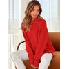 image:imageANRABESS Womens Oversized Fashion Long Sleeve Quarter Zip Baggy Loose Slouchy Sweater Pullover Tops 2026 Fall OutfitsRed