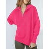 image:imageANRABESS Womens Oversized Fashion Long Sleeve Quarter Zip Baggy Loose Slouchy Sweater Pullover Tops 2026 Fall OutfitsRose