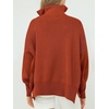 image:imageANRABESS Womens Oversized Fashion Long Sleeve Quarter Zip Baggy Loose Slouchy Sweater Pullover Tops 2026 Fall OutfitsRust