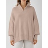 image:imageANRABESS Womens Oversized Fashion Long Sleeve Quarter Zip Baggy Loose Slouchy Sweater Pullover Tops 2026 Fall OutfitsSand