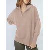 image:imageANRABESS Womens Oversized Fashion Long Sleeve Quarter Zip Baggy Loose Slouchy Sweater Pullover Tops 2026 Fall OutfitsSand