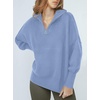 image:imageANRABESS Womens Oversized Fashion Long Sleeve Quarter Zip Baggy Loose Slouchy Sweater Pullover Tops 2026 Fall OutfitsSky Blue
