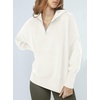 image:imageANRABESS Womens Oversized Fashion Long Sleeve Quarter Zip Baggy Loose Slouchy Sweater Pullover Tops 2026 Fall OutfitsWhite