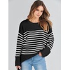 image:imageANRABESS Womens Oversized Sweaters 2026 Long Sleeve Fuzzy Knit Casual Chunky Pullover Sweater Fall Outfits ClothesBlack White Stripe