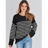 image:imageANRABESS Womens Oversized Sweaters 2026 Long Sleeve Fuzzy Knit Casual Chunky Pullover Sweater Fall Outfits ClothesBlack White Stripe