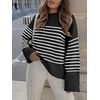 image:imageANRABESS Womens Oversized Sweaters 2026 Long Sleeve Fuzzy Knit Casual Chunky Pullover Sweater Fall Outfits ClothesBlack White Stripe