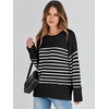 image:imageANRABESS Womens Oversized Sweaters 2026 Long Sleeve Fuzzy Knit Casual Chunky Pullover Sweater Fall Outfits ClothesBlack White Stripe