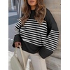 image:imageANRABESS Womens Oversized Sweaters 2026 Long Sleeve Fuzzy Knit Casual Chunky Pullover Sweater Fall Outfits ClothesBlack White Stripe