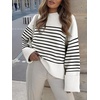 image:imageANRABESS Womens Oversized Sweaters 2026 Long Sleeve Fuzzy Knit Casual Chunky Pullover Sweater Fall Outfits ClothesBlack White Stripes