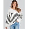 image:imageANRABESS Womens Oversized Sweaters 2026 Long Sleeve Fuzzy Knit Casual Chunky Pullover Sweater Fall Outfits ClothesBlack White Stripes