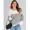 image:imageANRABESS Womens Oversized Sweaters 2026 Long Sleeve Fuzzy Knit Casual Chunky Pullover Sweater Fall Outfits ClothesBlack White Stripes
