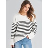image:imageANRABESS Womens Oversized Sweaters 2026 Long Sleeve Fuzzy Knit Casual Chunky Pullover Sweater Fall Outfits ClothesBlack White Stripes