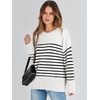 image:imageANRABESS Womens Oversized Sweaters 2026 Long Sleeve Fuzzy Knit Casual Chunky Pullover Sweater Fall Outfits ClothesBlack White Stripes