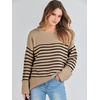 image:imageANRABESS Womens Oversized Sweaters 2026 Long Sleeve Fuzzy Knit Casual Chunky Pullover Sweater Fall Outfits ClothesCamel Black Stripe
