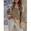 image:imageANRABESS Womens Oversized Sweaters 2026 Long Sleeve Fuzzy Knit Casual Chunky Pullover Sweater Fall Outfits ClothesCamel Black Stripe