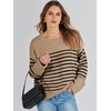 image:imageANRABESS Womens Oversized Sweaters 2026 Long Sleeve Fuzzy Knit Casual Chunky Pullover Sweater Fall Outfits ClothesCamel Black Stripe