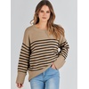 image:imageANRABESS Womens Oversized Sweaters 2026 Long Sleeve Fuzzy Knit Casual Chunky Pullover Sweater Fall Outfits ClothesCamel Black Stripe