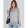 image:imageANRABESS Womens Oversized Sweaters 2026 Long Sleeve Fuzzy Knit Casual Chunky Pullover Sweater Fall Outfits ClothesGrey White Stripe