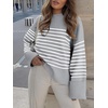 image:imageANRABESS Womens Oversized Sweaters 2026 Long Sleeve Fuzzy Knit Casual Chunky Pullover Sweater Fall Outfits ClothesGrey White Stripe