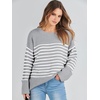 image:imageANRABESS Womens Oversized Sweaters 2026 Long Sleeve Fuzzy Knit Casual Chunky Pullover Sweater Fall Outfits ClothesGrey White Stripe